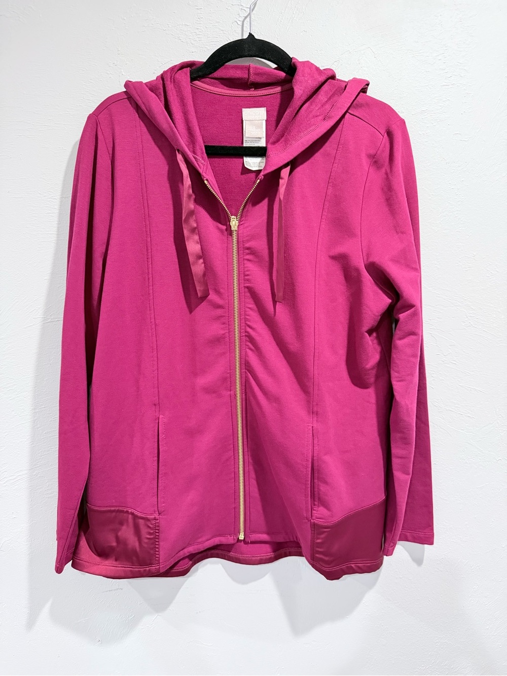 Chico's Fuchsia Zip Front Hoodie Jacket